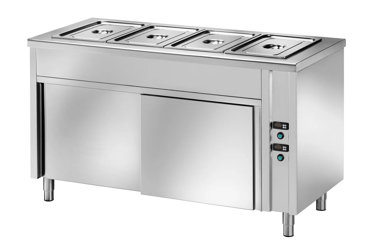 Table de maintien au chaud PROFI ventilée avec portes coulissantes 1500x700x890 - 4x GN 1/1