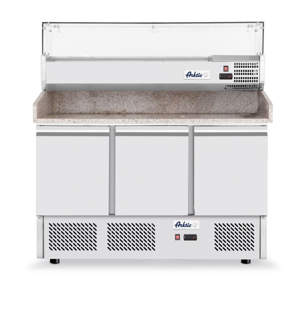 Saladette pizza 3 portes avec vitrine réfrigérée 380+40L, Arktic, 254L, 230V/400W, 1400x700x(H)1491mm