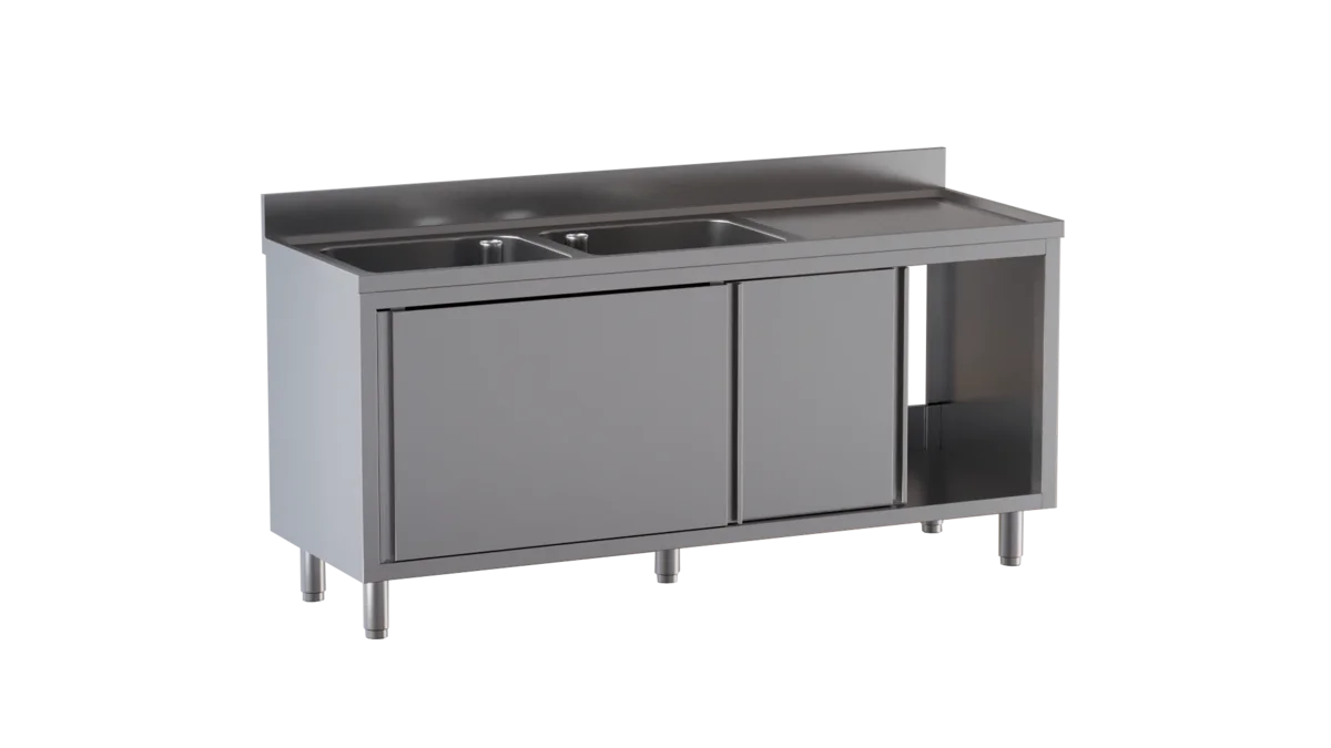 Armoire plonge ECO 18x7 avec 2 bacs à gauche