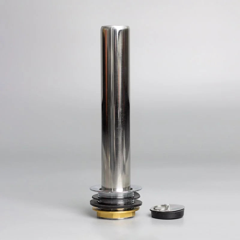[ET] Bonde d’évacuation en métal avec tube de trop-plein et bouchon pour tables de plonge Basic