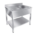 Table de lavage Basic 10x6 avec 1 cuve à droite, dosseret et étagère inférieure