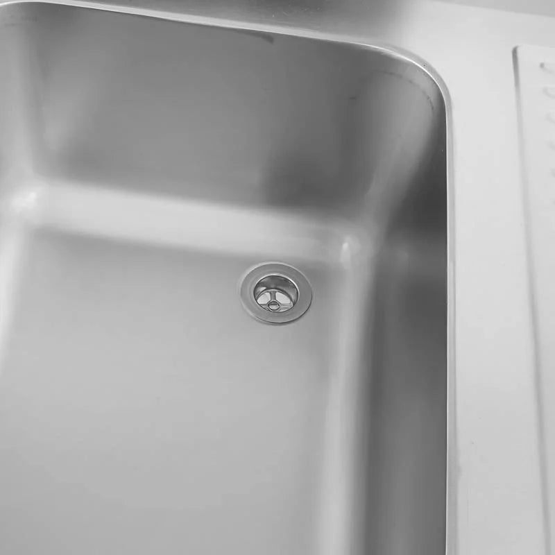 Table de lavage Basic 10x7 avec 1 cuve à gauche, dosseret et étagère inférieure