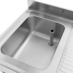 Table de lavage Basic 10x7 avec 1 cuve à gauche, dosseret et étagère inférieure