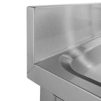 Table de lavage Basic 10x7 avec 1 cuve à gauche, dosseret et étagère inférieure