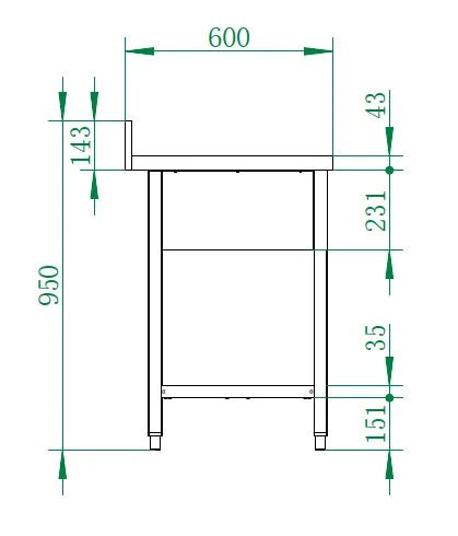 Plonge Basic 16x6 avec 2 bacs à gauche