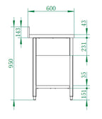 Table de lavage Basic 16x6 avec 2 cuves à gauche, dosseret et étagère inférieure