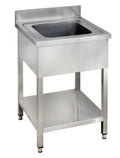 Table de lavage Basic 6x7 avec 1 cuve, dosseret et étagère inférieure