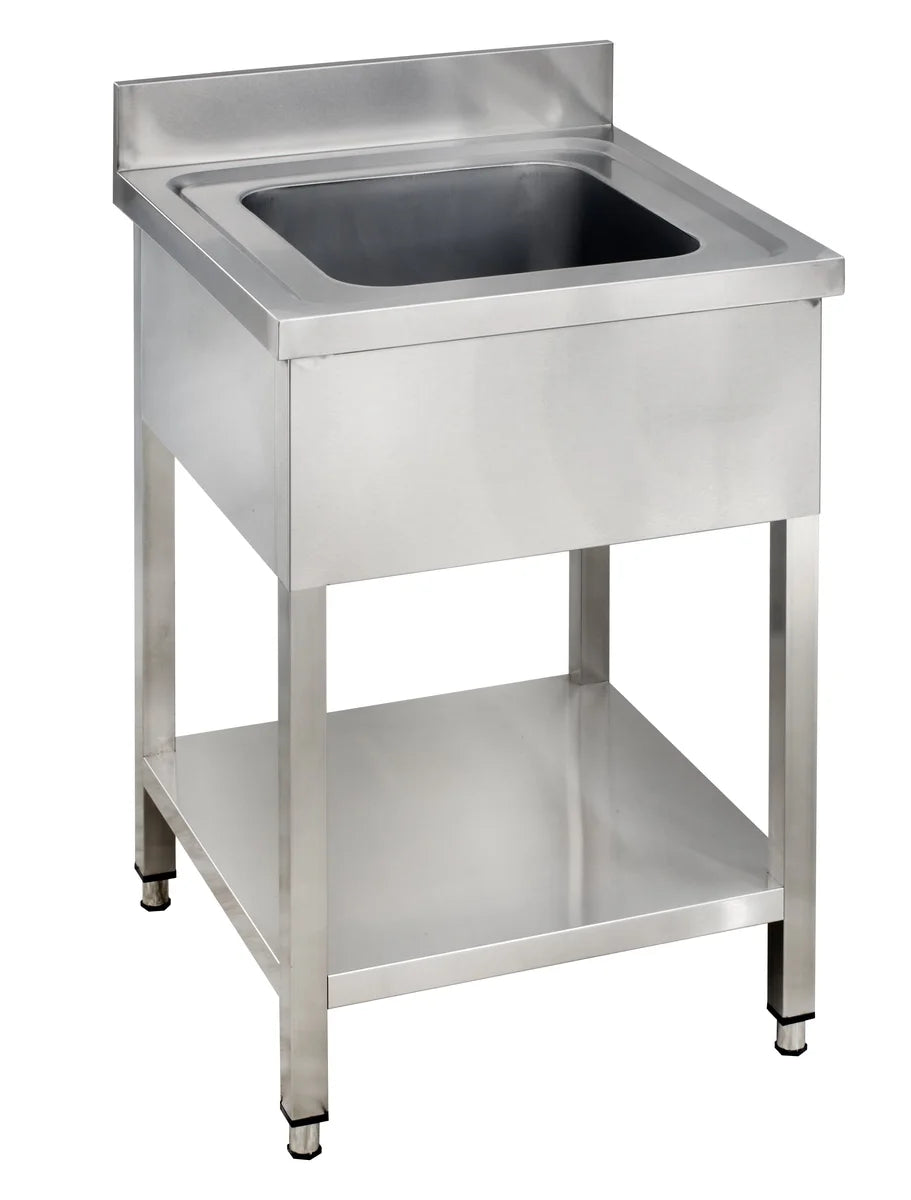 Table de lavage Basic 6x7 avec 1 cuve, dosseret et étagère inférieure