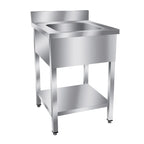 Table de lavage Basic 6x7 avec 1 cuve, dosseret et étagère inférieure