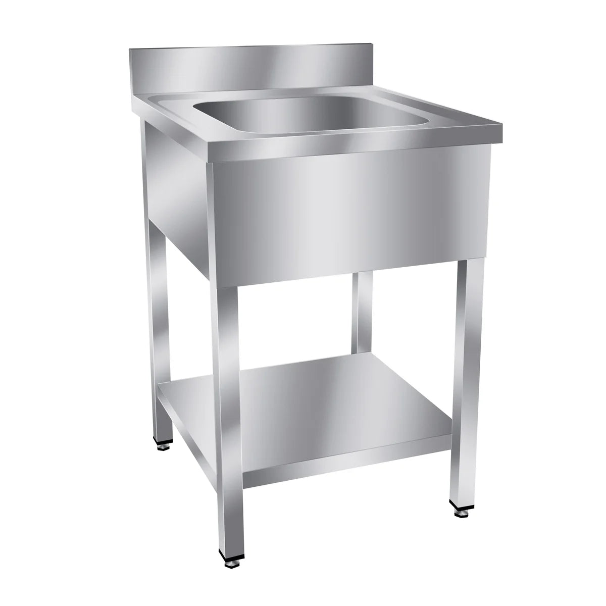 Table de lavage Basic 6x7 avec 1 cuve, dosseret et étagère inférieure