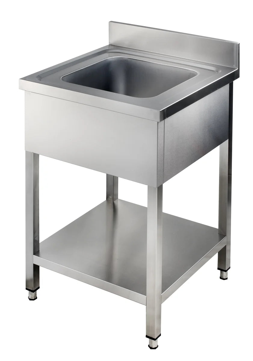 Table de lavage Basic 6x7 avec 1 cuve, dosseret et étagère inférieure