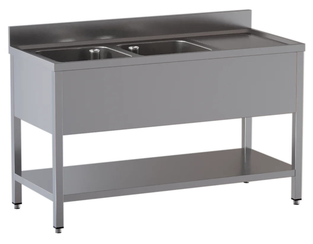 Table de plonge ECO 15x7 avec 2 cuves à gauche