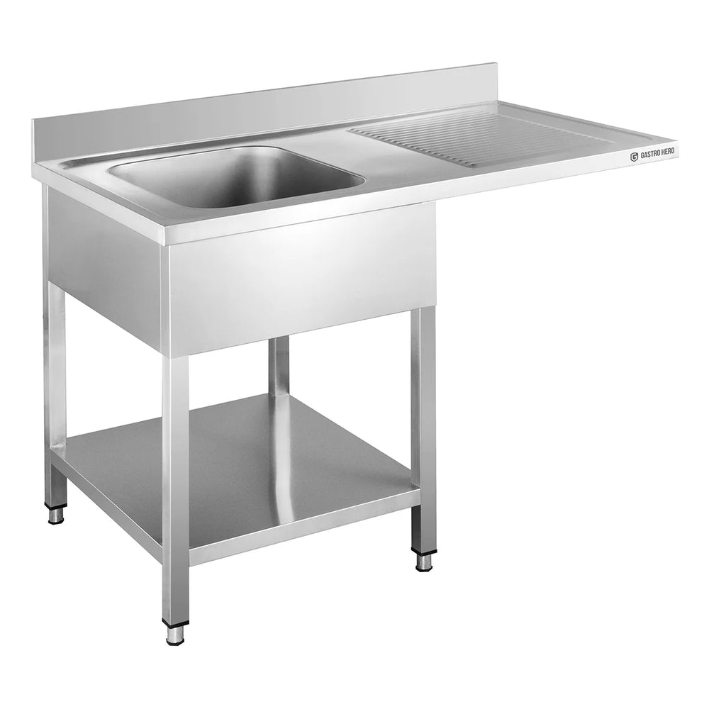 Centre de plonge Basic 12x6 avec 1 bac à gauche, dosseret et tablette inférieure