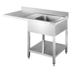 Centre de plonge Basic 12x6 avec 1 cuve à droite, dosseret et étagère inférieure