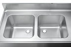 Centre de plonge Basic 16x6 avec 2 cuves à gauche, dosseret et étagère inférieure