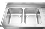 Centre de plonge Basic 16x7 avec 2 cuves à gauche, dosseret et étagère inférieure