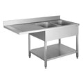 Centre de plonge Basic 16x7 avec 2 cuves à droite, dosseret et étagère inférieure