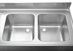 Centre de plonge Basic 16x7 avec 2 cuves à droite, dosseret et étagère inférieure