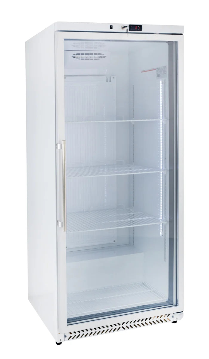 Armoire réfrigérée ECO 380 Litres de volume réfrigéré, avec 1 porte vitrée, verrouillable, LED, blanc
