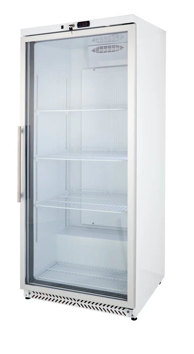 Armoire réfrigérée ECO 380 Litres de volume réfrigéré, avec 1 porte vitrée, verrouillable, LED, blanc