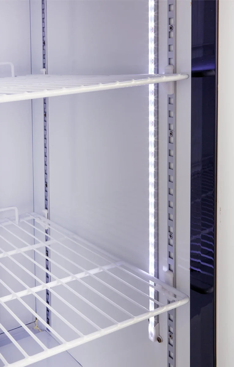 Armoire réfrigérée ECO 380 Litres de volume réfrigéré, avec 1 porte vitrée, verrouillable, LED, blanc