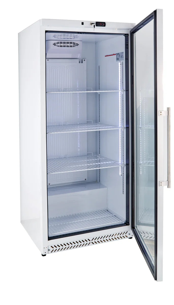 Armoire réfrigérée ECO 380 Litres de volume réfrigéré, avec 1 porte vitrée, verrouillable, LED, blanc