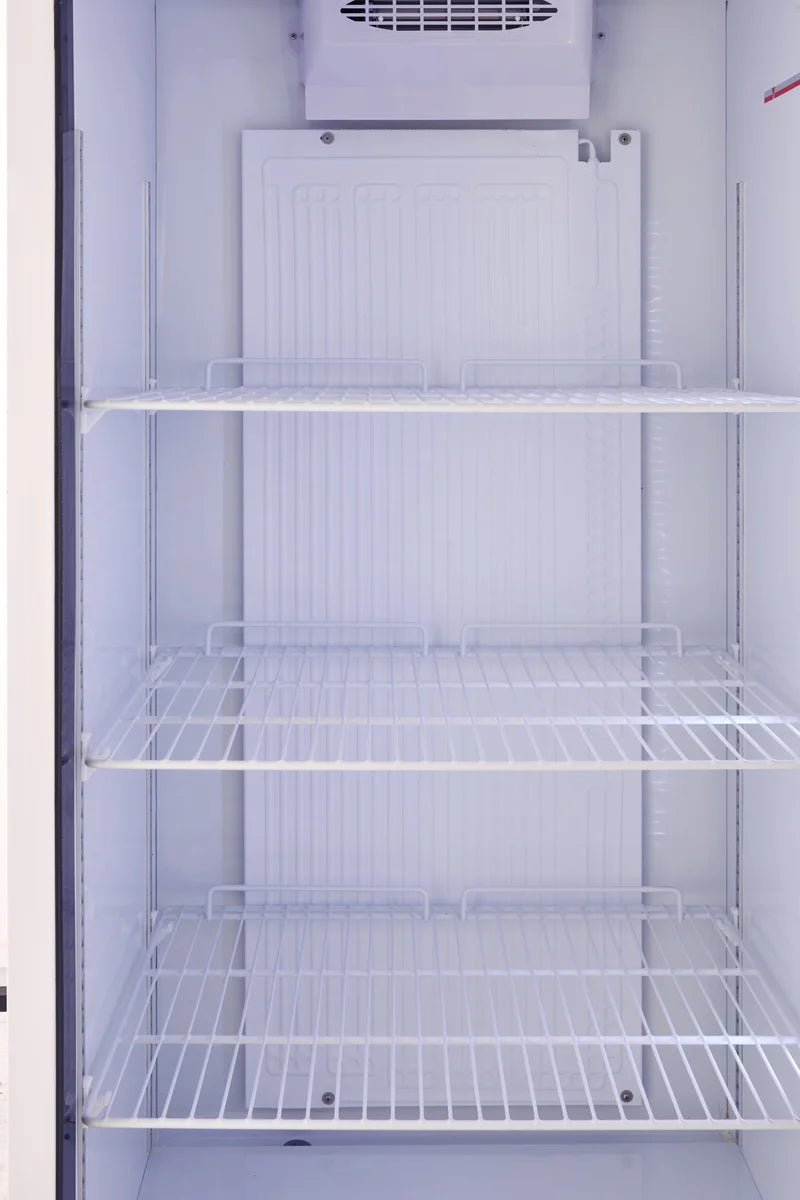 Armoire réfrigérée ECO 380 Litres de volume réfrigéré, avec 1 porte vitrée, verrouillable, LED, blanc