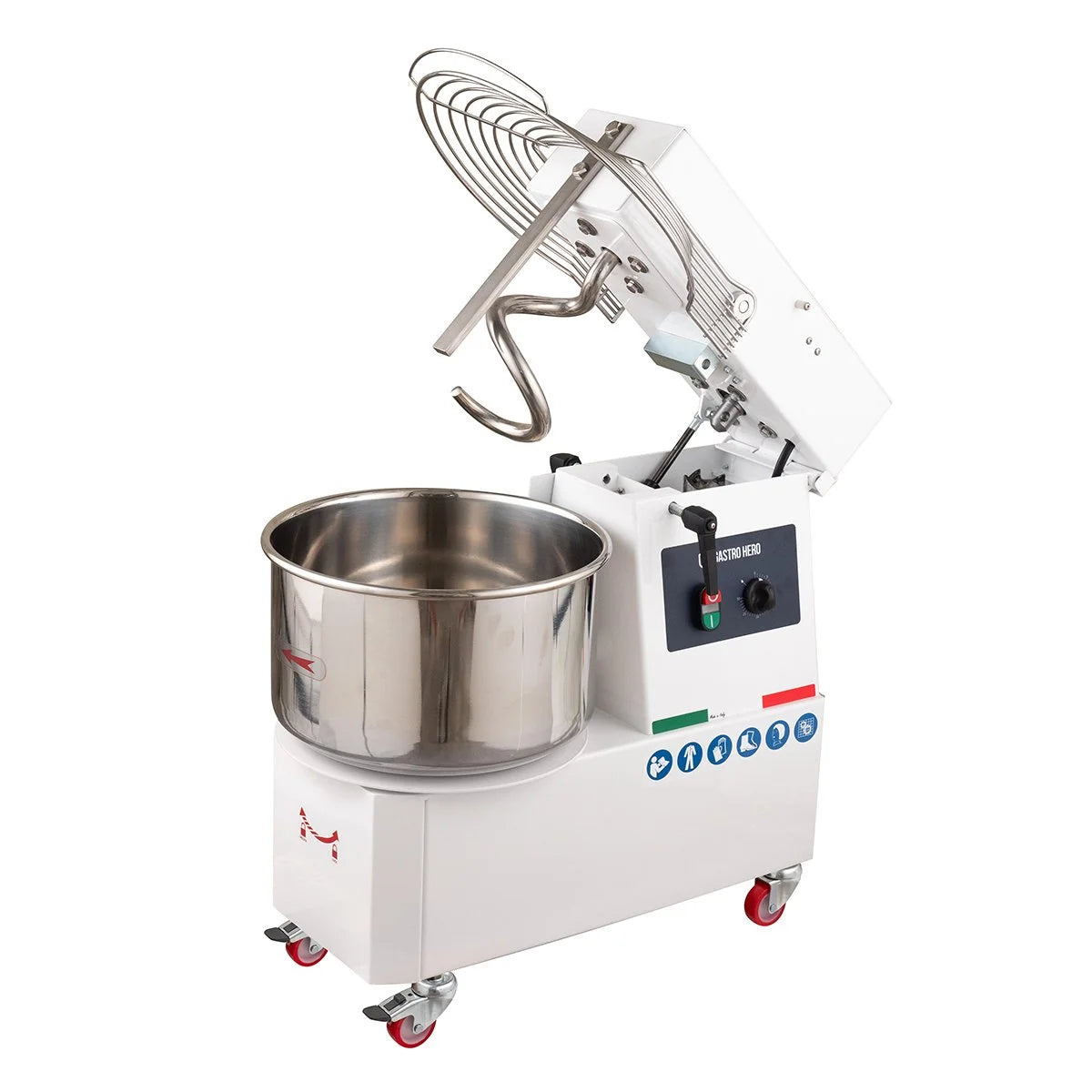 Pétrin à spirale PROFI 22 Litres 230V avec roulettes - tête basculante