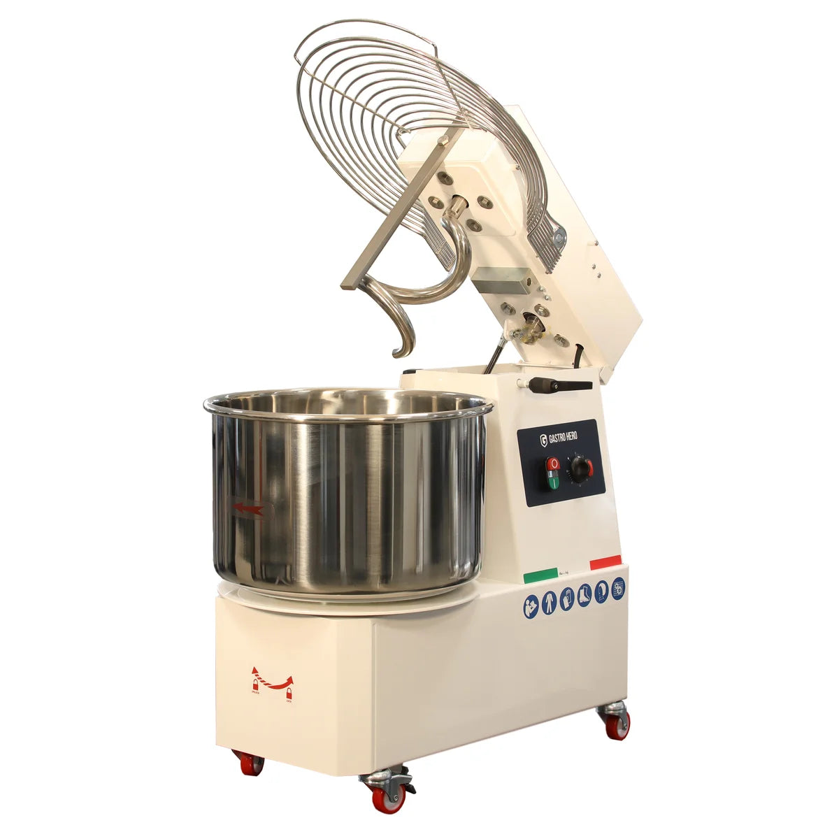 Pétrin à spirale PROFI 33 Litres 400V avec roulettes - tête basculante