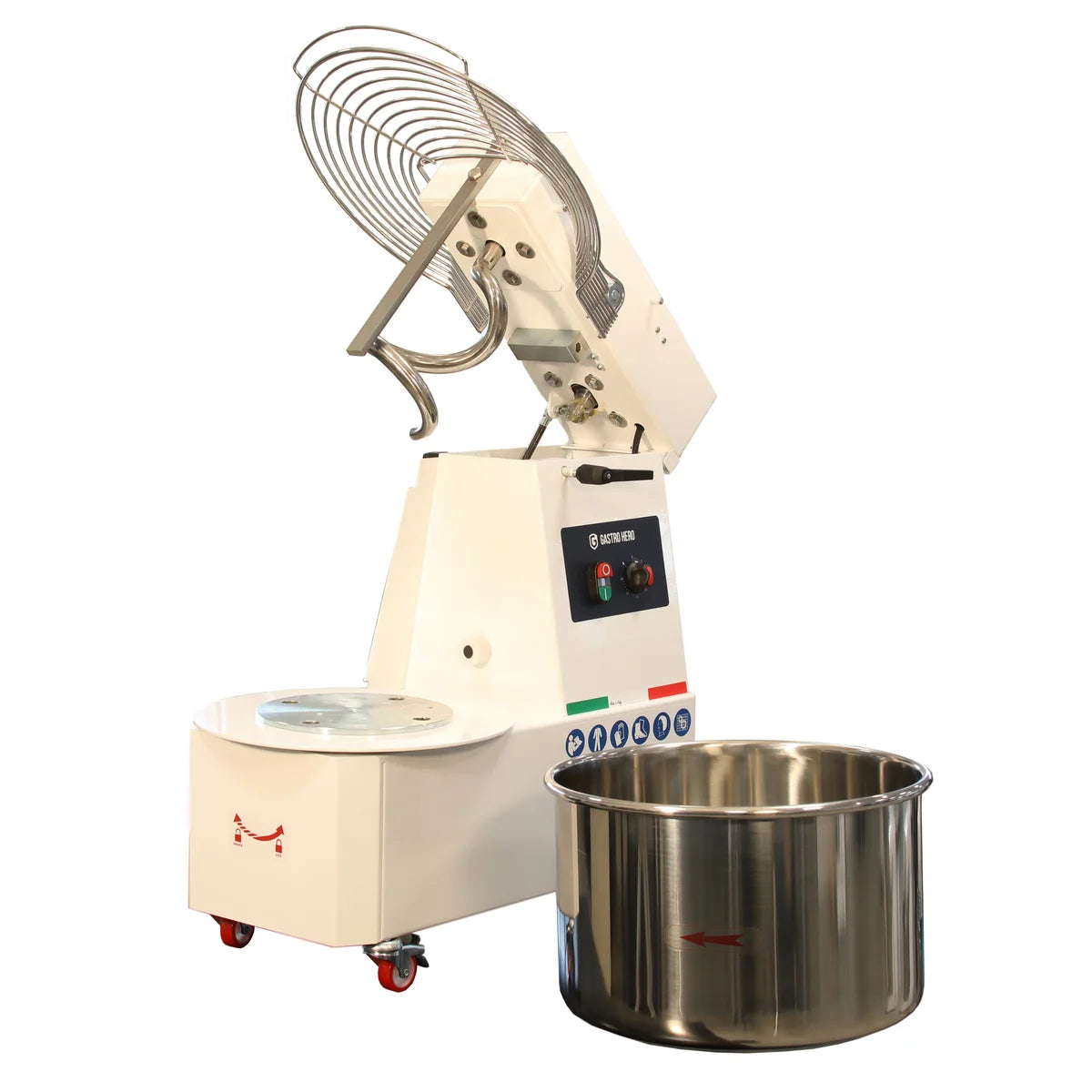 Pétrin à spirale PROFI 33 Litres 400V avec roulettes - tête basculante
