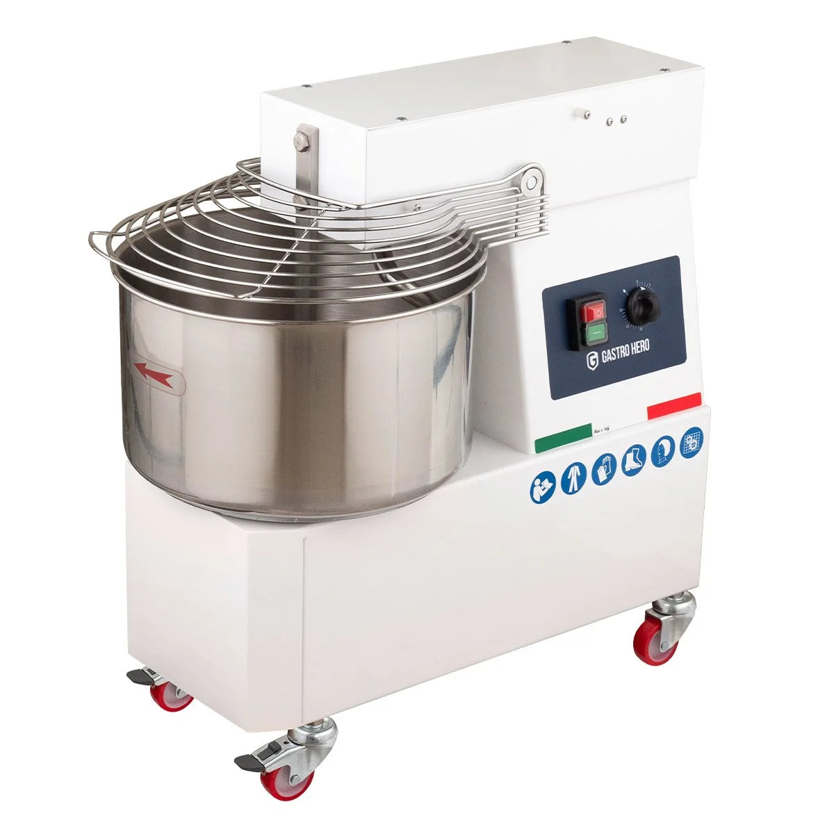 Pétrin à spirale PROFI 33 Litres 230V avec roulettes - tête fixe