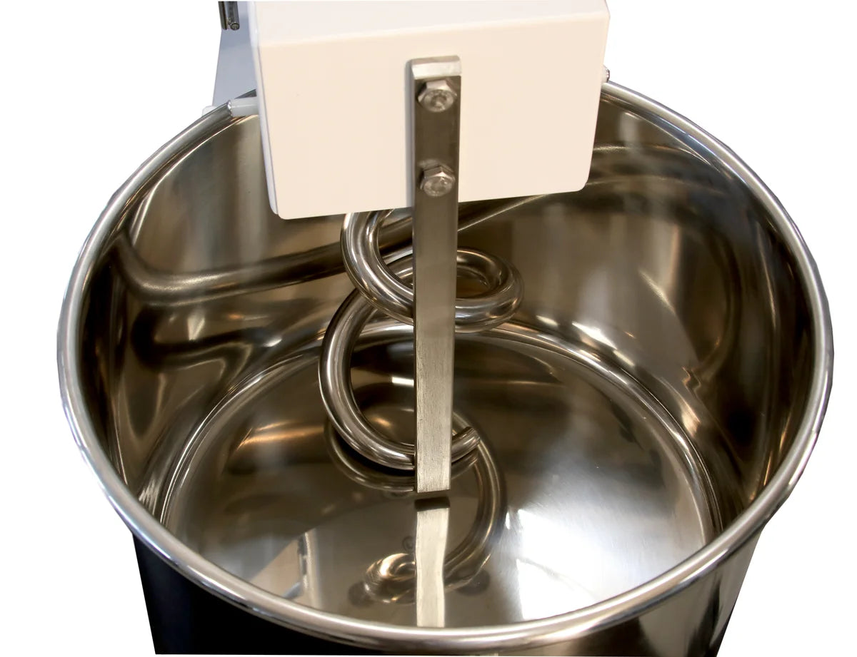 Pétrin à spirale PROFI 42 Litres 400V avec roulettes - tête fixe