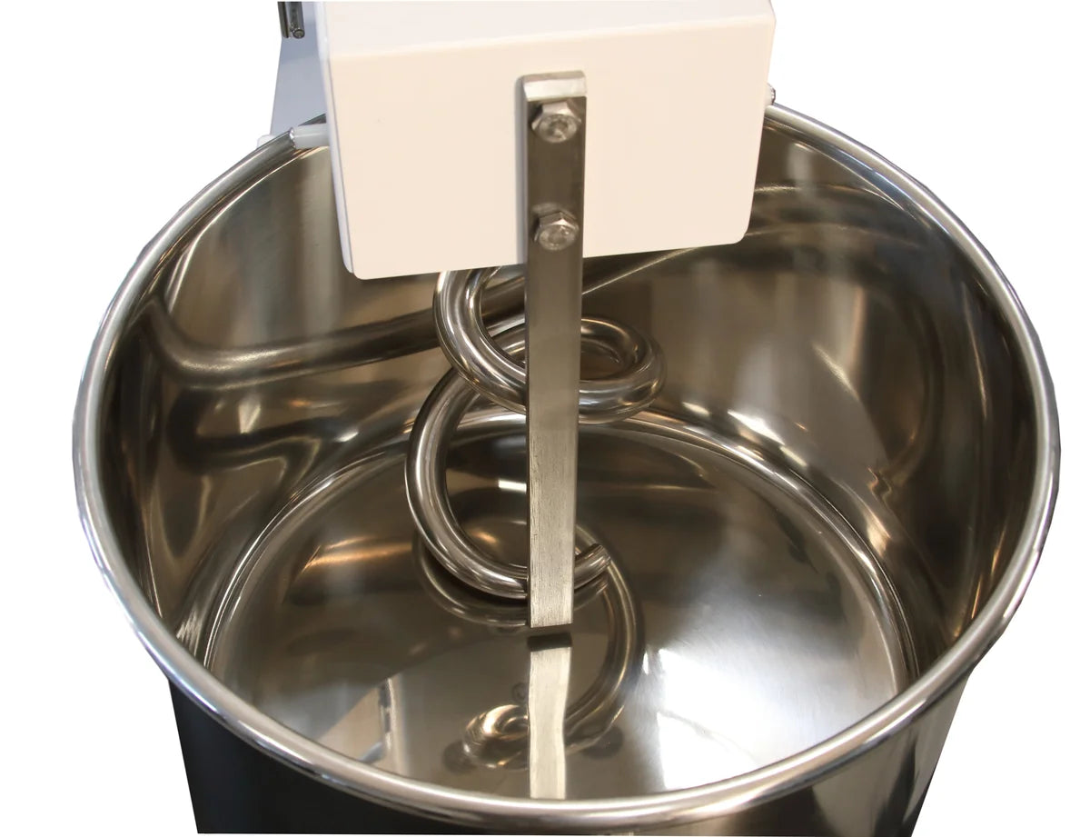 Pétrin à spirale PROFI 42 Litres 400V avec roulettes - tête fixe et 2 vitesses