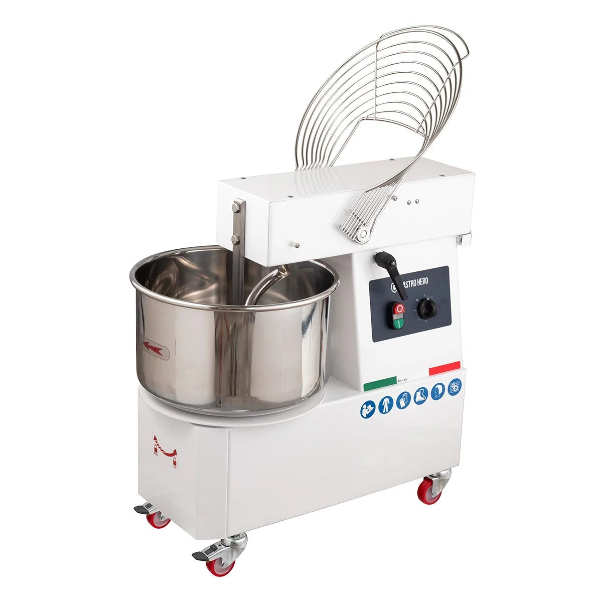 Pétrin à spirale PROFI 42 Litres 230V avec roulettes - tête basculante