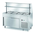 Table réfrigérée libre-service PROFI neutre avec portes coulissantes et rehausse vitrée 1200x700x1400 - 3x GN 1/1