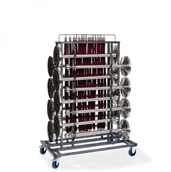 Feros Elegance chariot de transport pour 16 poteaux de guidage et cordons de balisage, martelé, 1290 x 760 x 1800 mm