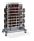 Feros Elegance chariot de transport pour 16 poteaux de guidage et cordons de balisage, martelé, 1290 x 760 x 1800 mm