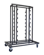 Feros Elegance chariot de transport pour 16 poteaux de guidage et cordons de balisage, martelé, 1290 x 760 x 1800 mm