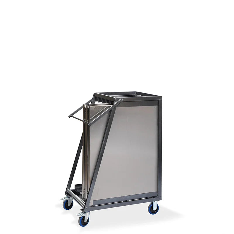 Chariot de transport Feros pour jusqu’à 5 tables pliantes en inox, 880 x 650 x 1130 mm