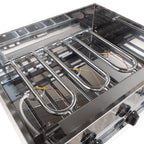 grill à gaz avec 3 brûleurs 10 kW, 650 x 570 x 270 mm
