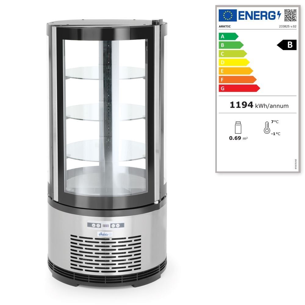 Vitrine de présentation pâtisserie ronde , Arktic, 100L, 230V/210W, ø480x(H)1065mm