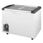 Congélateur coffre ECO 350 avec couvercle coulissant en verre, 4 roulettes