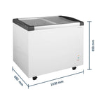 Congélateur coffre ECO 350 avec couvercle coulissant en verre, 4 roulettes