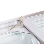 Congélateur coffre ECO 450 avec couvercle coulissant en verre, 4 roulettes