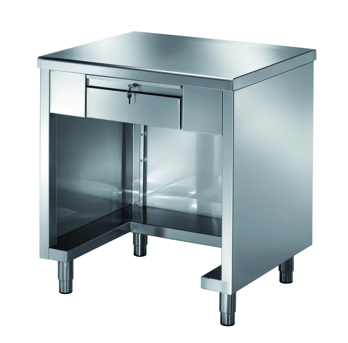Table de caisse PROFI fermée sur 3 côtés avec tiroir verrouillable 1200x700x890