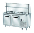 Table réfrigérée libre-service PROFI réfrigérée B200 avec portes battantes et rehausse vitrée 1500x700x1400 - 4x GN 1/1