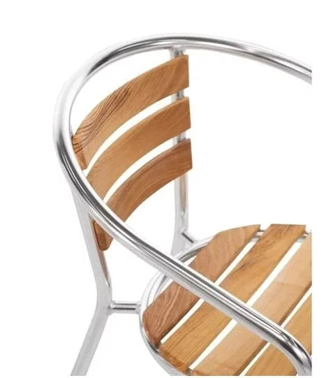 Fauteuils empilables Bolero en aluminium et bois de frêne - 4 pièces