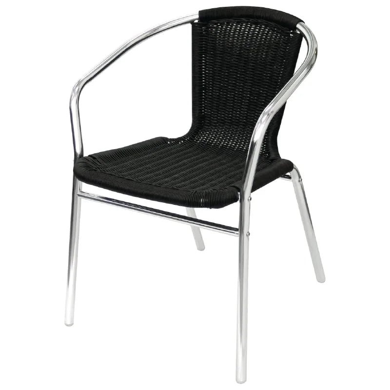 Chaises en rotin Bolero noires empilables - Lot de 4