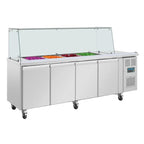 Saladette comptoir réfrigérée 4 portes Polar Série U avec protection
