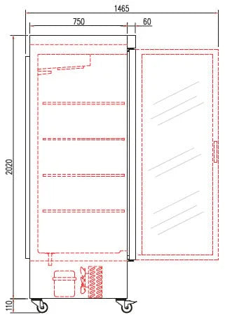 Armoire de congélation en acier inoxydable Coreco US Range 650 avec porte vitrée